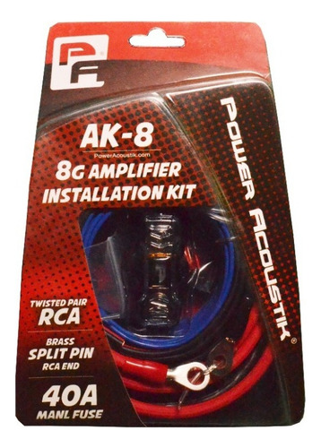 Kit De Cables Power Acoustik Ak-8 Calibre 8 Buena Caldiad