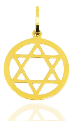 Pingente Estrela De Davi Em Ouro 18k Polida 18mm Grande Cor Amarelo