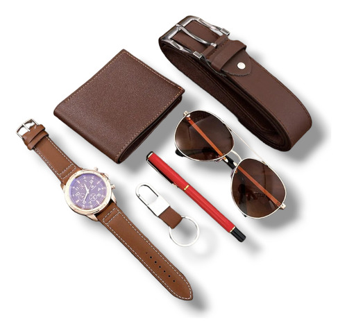 Caja Kit De Regalo Para Caballero Lentes Cartera Reloj Llave
