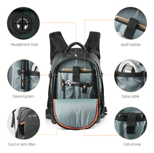 Mochila Para Cámara Multifuncional K&f Concept, Cámara Slr/d