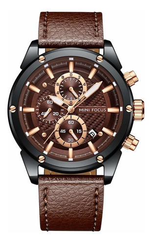 Reloj Hombre Mini Focus 161.03 Cuarzo Pulso Negro En Cuero