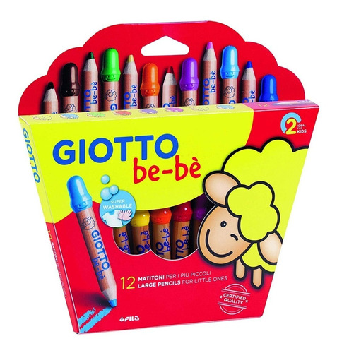 Lapices De Colores Giotto Bebe X 12u. Lavables Super Gruesos