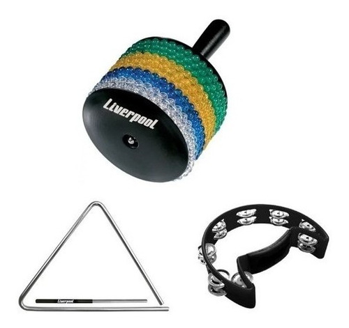 Kit Liverpool Triângulo + Afoxe + Pandeiro + Brinde