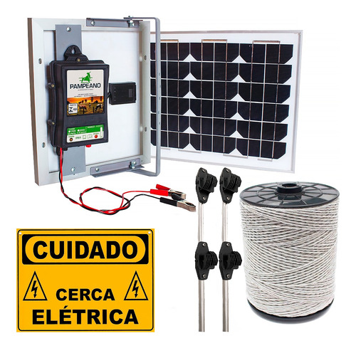 Kit Cerca Elétrica Solar Cães E Gatos Completo Com + Hastes