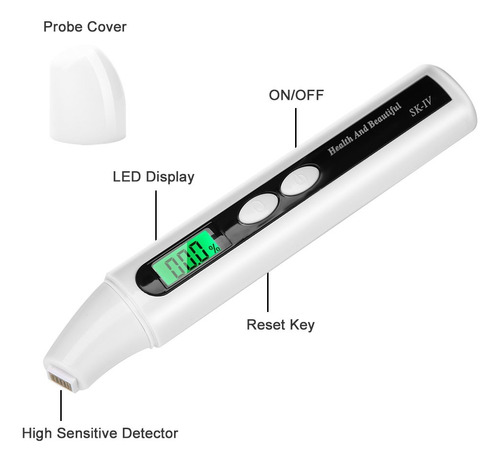 Tester Piel Digital Lcd Para Facial Analisis Humedad Aceite