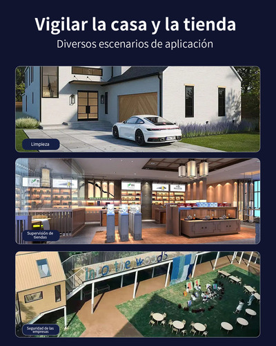 Cámara Seguridad Exterior 3 Lentes 360° Full Hd - Wifi 5mp, Visión Nocturna 10m Con 12 Ir + 14 Luces, Alerta Movimiento, Resistente Agua, Soporte Microsd 128gb Y Nube