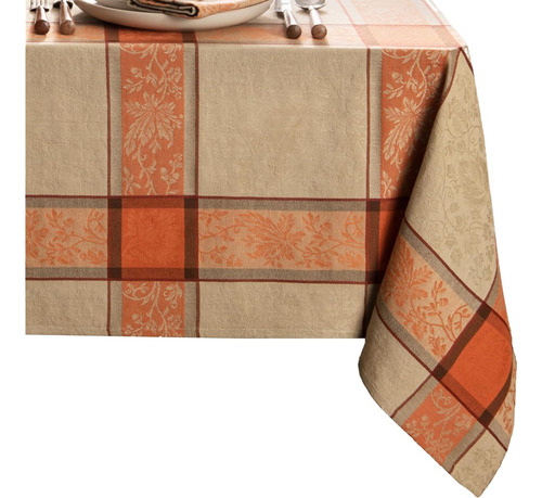 Mantel Diseño Cuadros Hoja Otoñales Rectangular 152x305 Cm