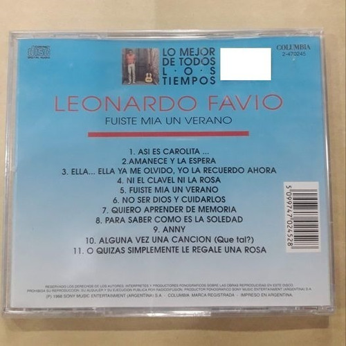 Favio Leonardo - Fuiste Mia Un Verano - Cd Nuevo Original