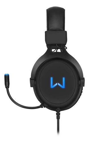 Auriculares gamer Warrior Volker PH258 negro con luz  azul LED