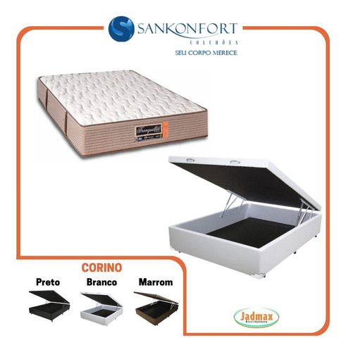 Cama Box Baú Viúva + Colchão Tranquillité 128x188 Cor Branco