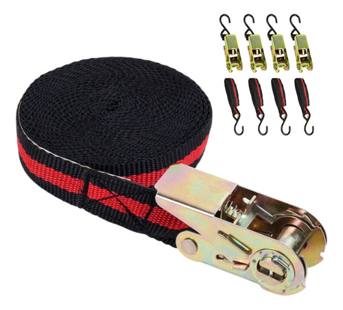 Imagen 1 de 10 de Set 4 Eslingas Amarre Parrillas Carga Vehículos Strap Lingas