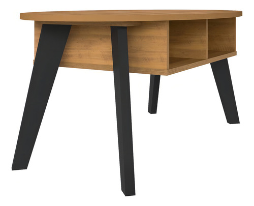 Mesa de café retro con nichos multimóviles Cr45141 de color pino/negro