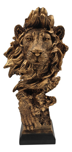 Escultura León De Resina Looyar Para Decoración Hogar Bronce