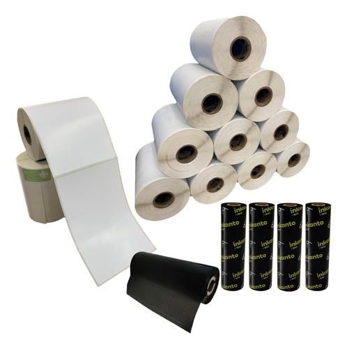 Kit 5 Rolos Etiquetas Envio 10x15 Zebra + 2 Ribbons De Cera