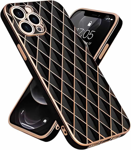 En Stock Abfa Shop Case Cromado Rombos iPhone 14 Pro Negro