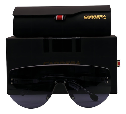 Lentes De Sol Carrera Flagab 12 Rectangular Negros Unisex Lente Negro Varilla Negro Armazón Negro