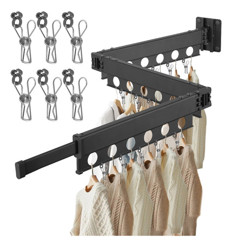 Tendedero Plegable Para Colgar Ropa Con 18 Aros Y 21 Clips