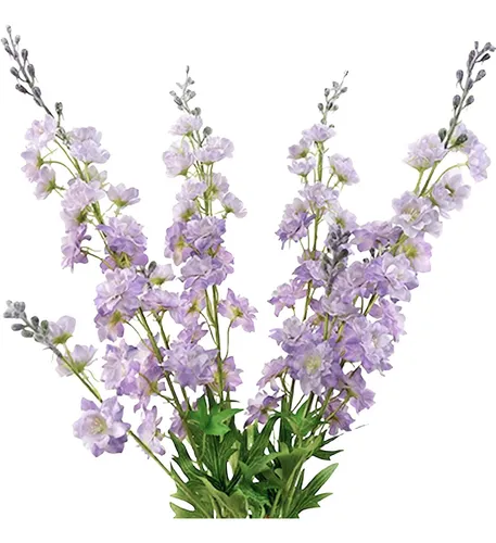 Flor Artificial De Delphinium Morado Con Tallo Largo, 4 Piez