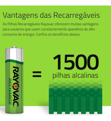 Pilha Recarregável Econômica Telefone Sem Fio Aaa - Rayovac