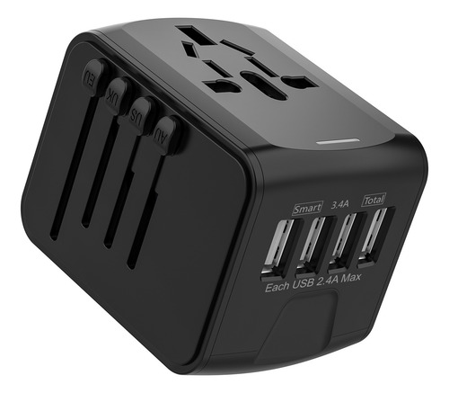 Adaptador Enchufe Universal Viaje Internation+porta Pasaport
