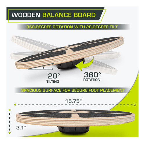 Prosource Tabla De Equilibrio De Madera Antideslizante Oscil