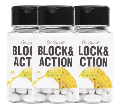 Kit 3 Bloqueador De Carbohidratos Block & Action 60 Go Smart