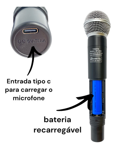 Kit Microfones Dinâmico Sem Fio Duplo Profissional Eventos