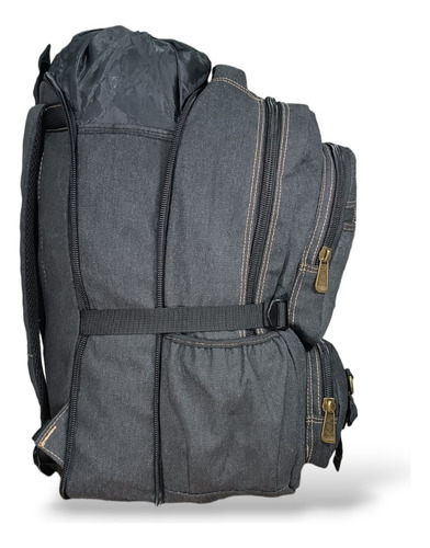 Mochila Para Viagem Wlxy7001 - Expansiva Até 50 Litros, Lona Cor Preto Desenho Do Tecido Lisa