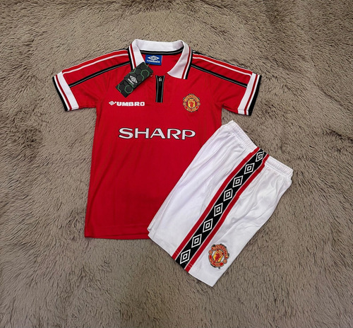 Camisa E Short Manchester United Retro 98/99 - Vermelho
