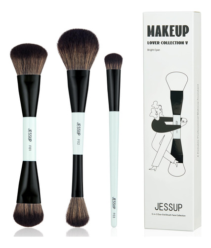 Jessup Juego De 3 Brochas De Maquillaje Facial De Doble Punt