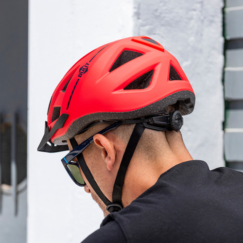 Casco Bicicleta Bulit Ultra Liviano Con Luz Led - Rojo L
