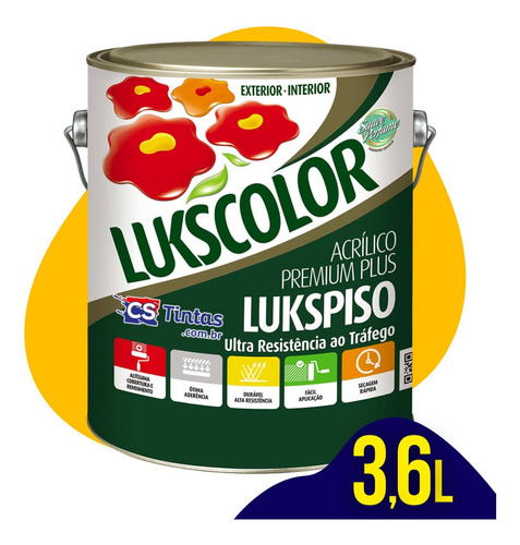 Tinta Piso 3,6l P/ Cimento Acrílica Resistente Lukscolor