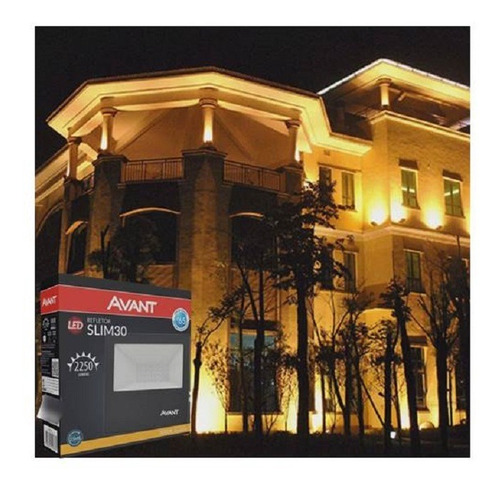 3x Refletores Slim Avant 50w Luz Branco Quente Tom Amarelado