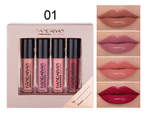 Set De Pintalabios T 4 Mirror Lip Glaze Matte Antiadherente