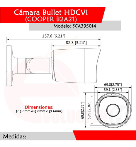 Camara Bullet Dahua Cooper B2a21 Hdcvi 1080p Ir 20 Mts