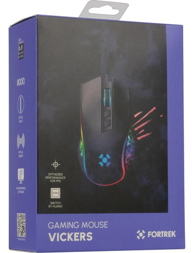 Mouse New Vickers 8000 Dpi Rgb 6 Botões New Edition Preto Preto