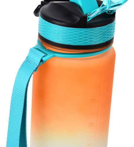 Botella De Agua Portátil Naranja Mate De 1000 Ml Para Deport