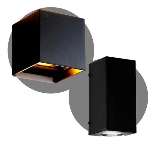 Combo Apliques Led Pared Negro 1 Queen + 1 205-2 Exterior