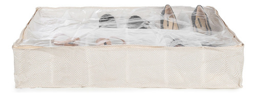 Organizador Caja De Guardado Bajo Cama Zapatos 12 Pares Color Marrón Claro