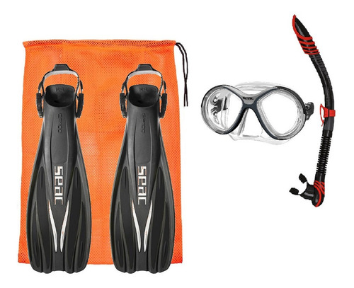 Seac Set Pro Completo De Aletas Visor Y Snorkel Para Buceo