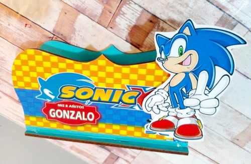 6 Servilleteros Sonic  Souvenirs Fibrofacil Personalizados 