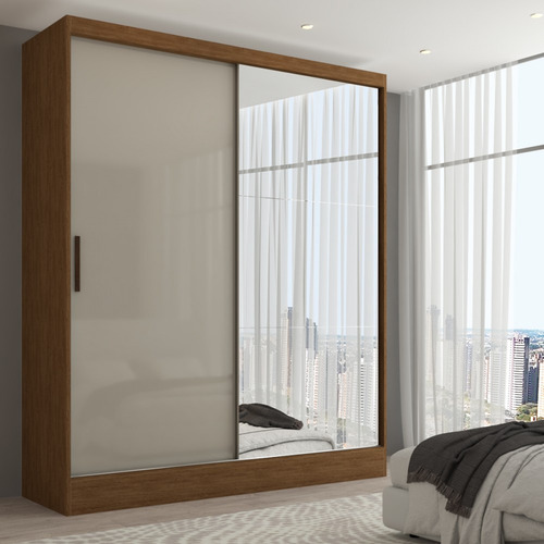 Guarda-roupa Solteiro Istambul 2 Portas Cinamomo/off White Cor Bege