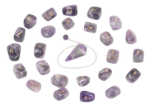 Conjunto De Runas De Cristal, 25 Peças De Pedras Rúnicas Que