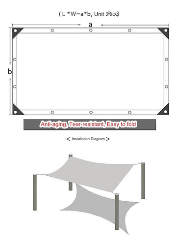 * 3x3m Tela Toldo Sombrite 90% Sombra Shade Garagem Jardim