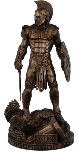 Estátua Aquiles Semi Deus Herói Grego Cor Cor Cobre Antigo