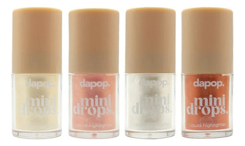 Gama De 4 Dapop Rostro Mini Drops Highlighter LĂquido Transparente