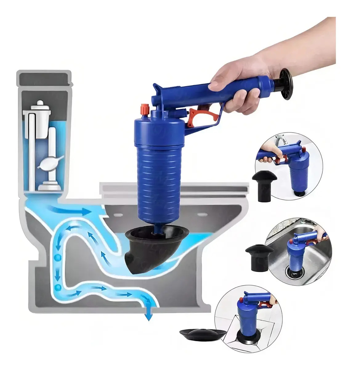 Para Baño Pistola Destapa Caños De Aire Comprimido Insmart