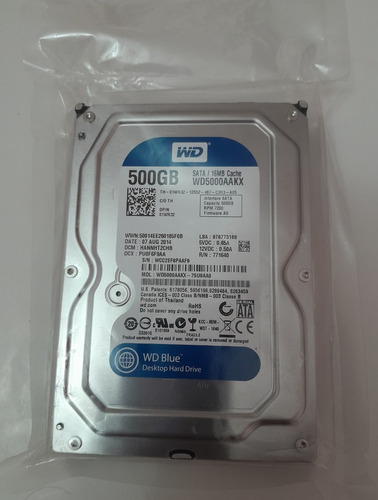 Disco Duro Pc De 500gb Sata Rpm 7200 Western Digital