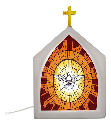 Luminária Capela Vitral Espírito Santo Cor Da Cúpula Branco Cor Da Estrutura Branco