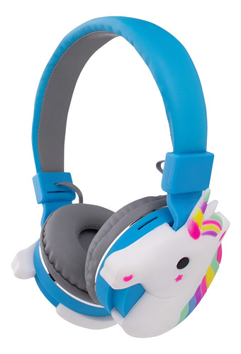 Audífonos 3d Diseño De Unicornio, Mxpey-001, Azul, Jack 3.5m Color Negro